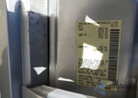 2011 Nissan Altima 2.5 S from USA, damaged, VIN 1N4AL2AP8BC154210